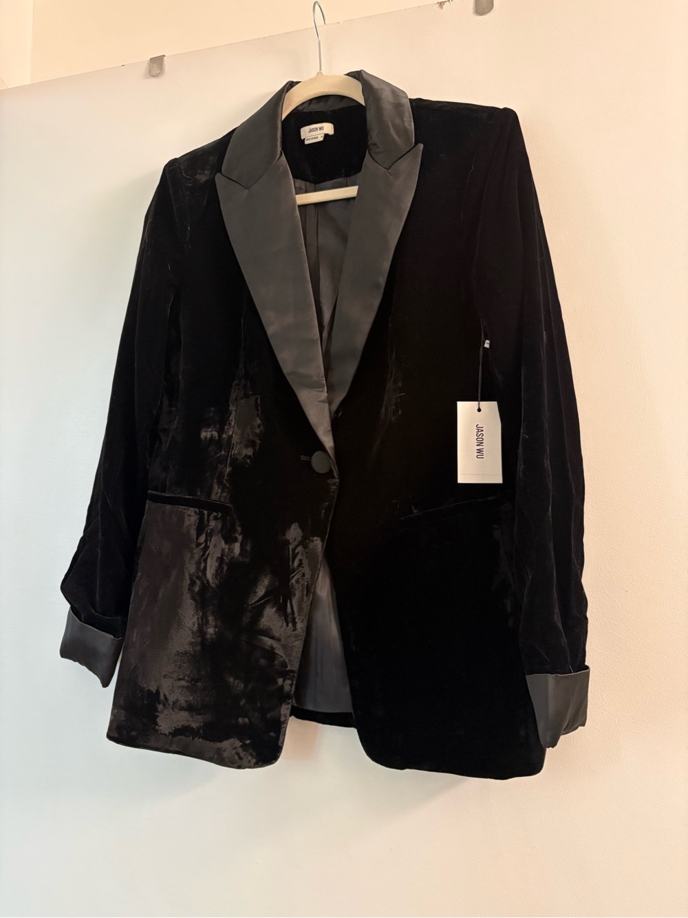 Jason Wu Black Velvet Blazer with Satin Lapels Sz M NWT Retails $400